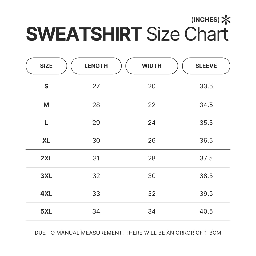 Sweatshirt Size Chart - Pompompurin Merch