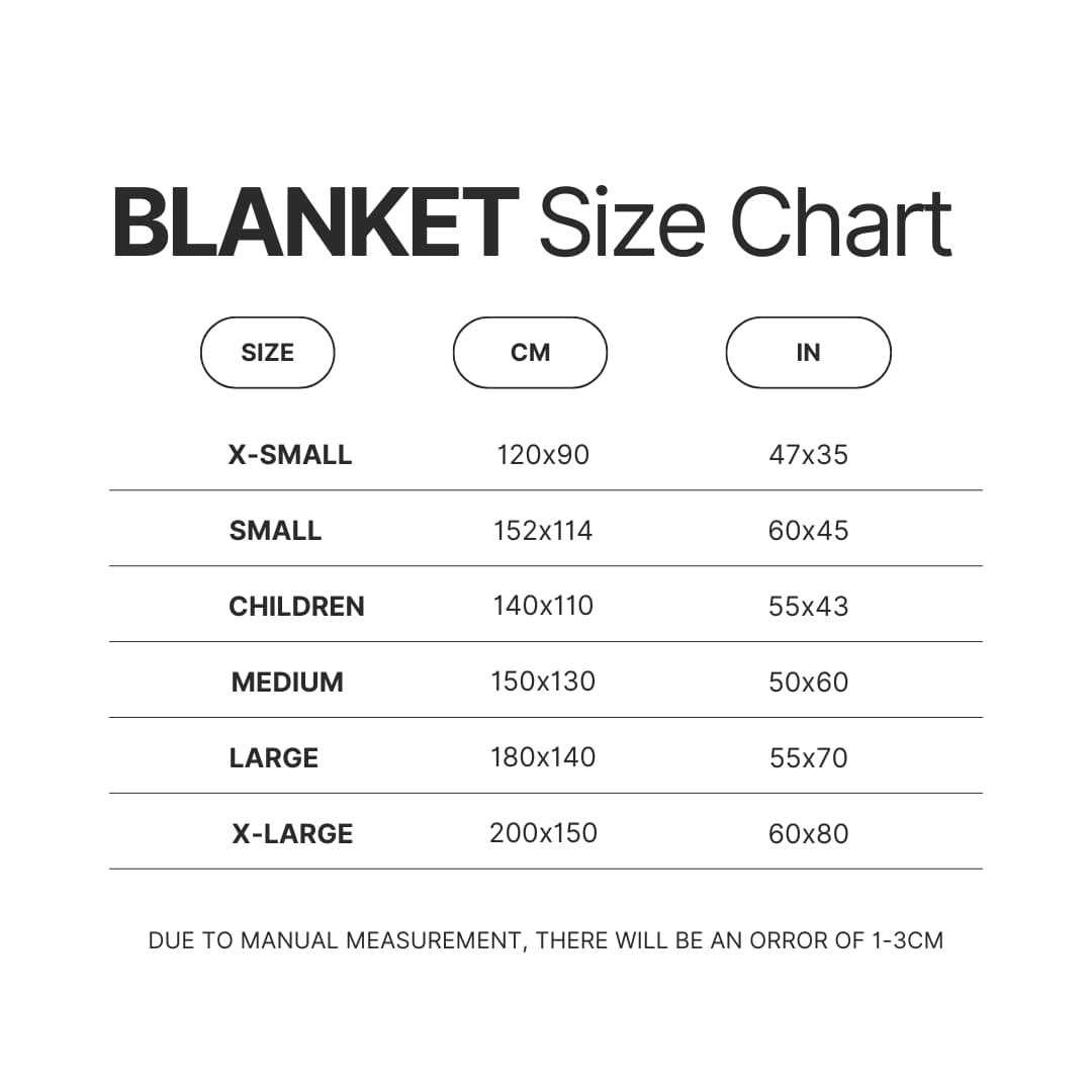 Blanket Size Chart - Pompompurin Merch